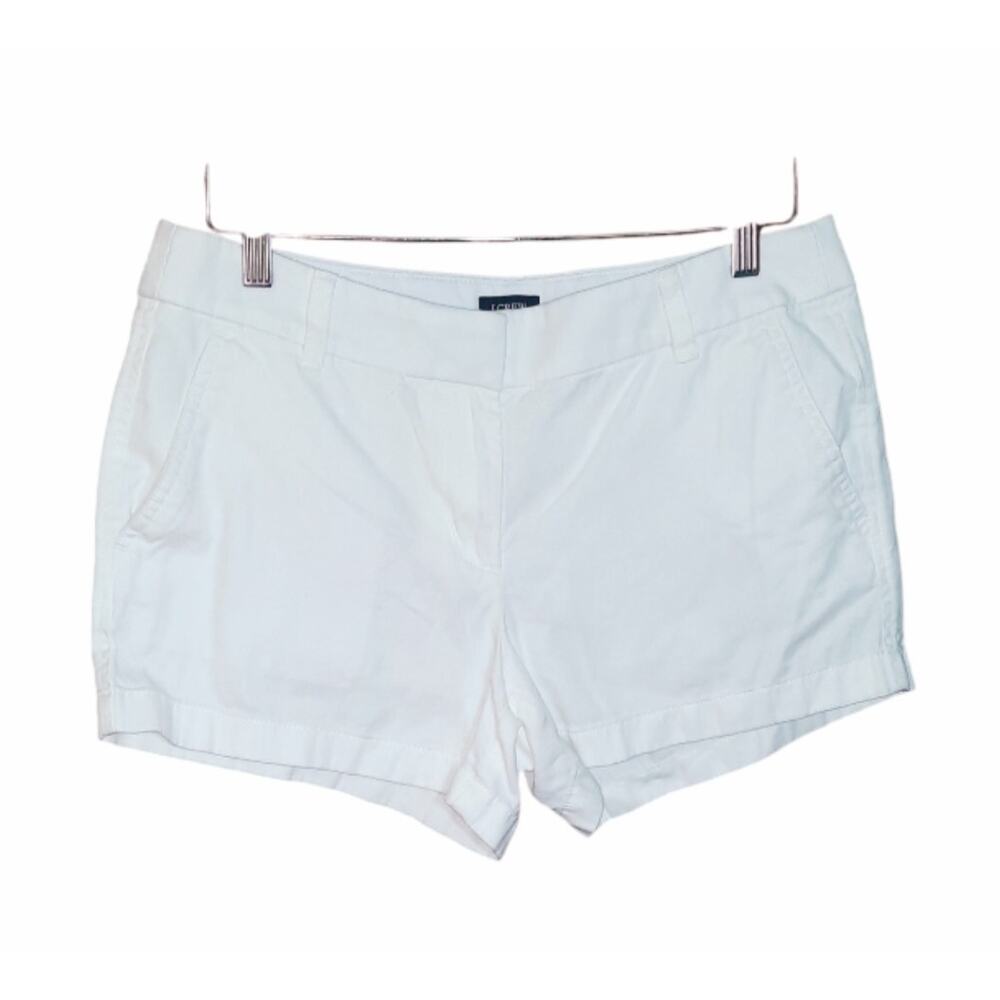 J. Crew Womens 3.5 Classic Chino White Shorts Side Slant Pockets Size 8